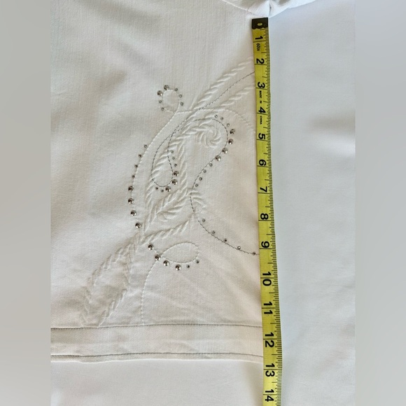 Alfred Dunner White Blazer with Textured Fabric and Rhinestone Accents (741) - Picture 11 of 13